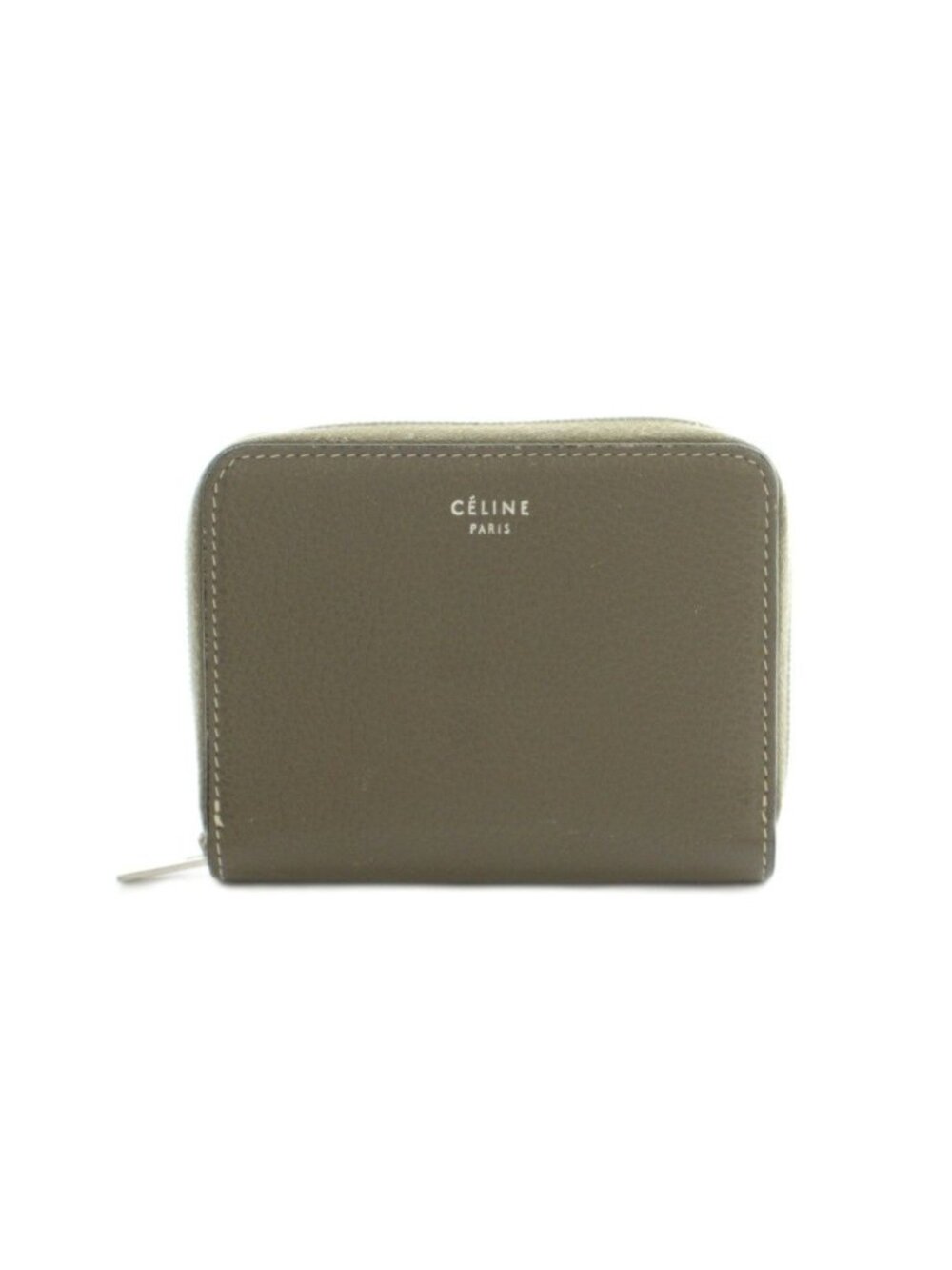 Celine Small Zip Wallet Zip Around Coin Purse Leather Brown
